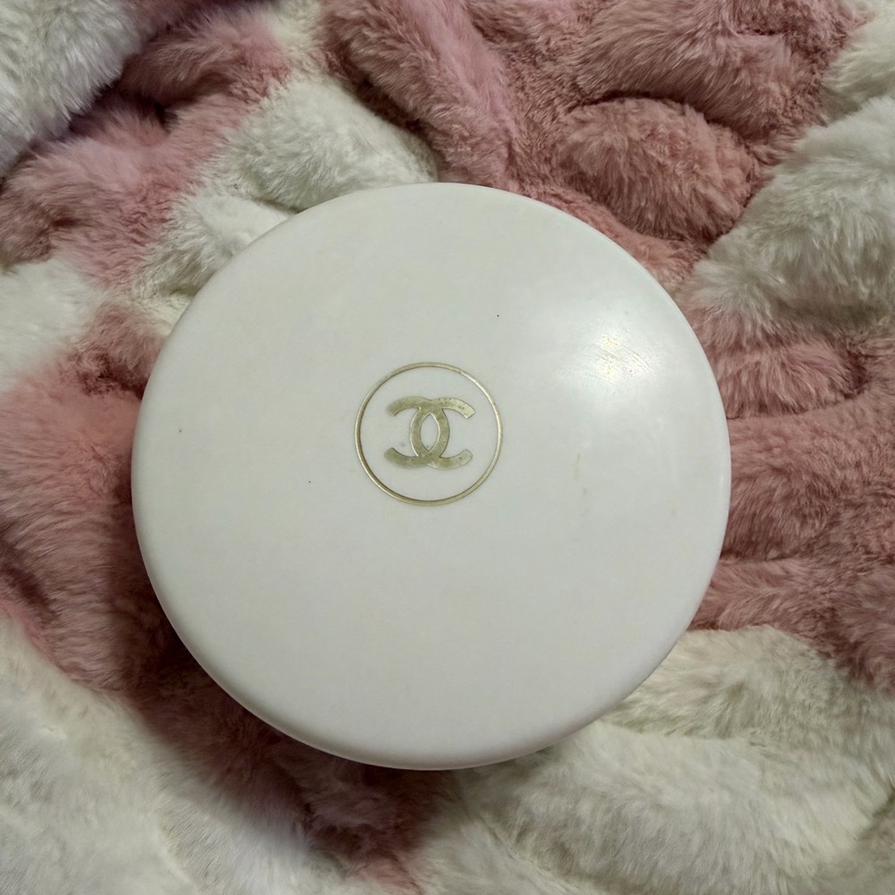 VINTAGE, CHANEL White Bath Powder and Container